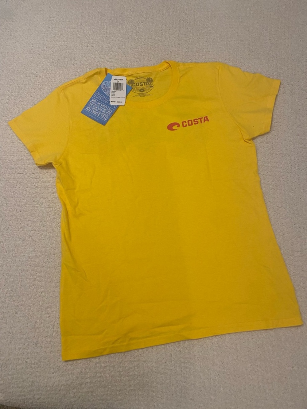 Costa Bright Yellow Tee with Red Logo
